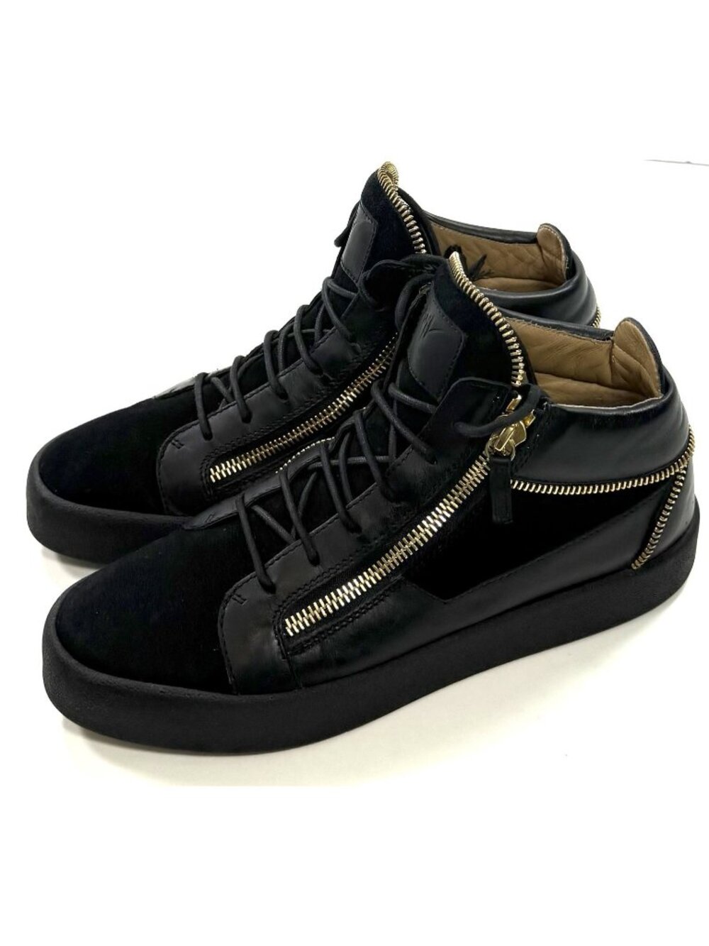 Giuseppe Zanotti Mens Kriss Mid Top Sneakers Size 46 US 13 Leather Suede Zippers